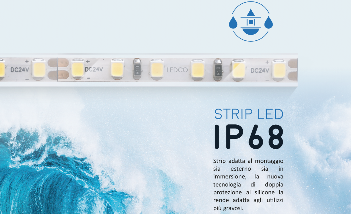 IP 68 le Strip Ledco con doppia protezione in silicone