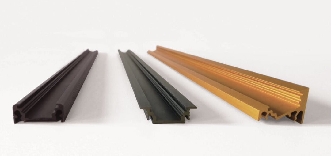 Special aluminum profiles, choose from the new colors: gold, brass and dark brown