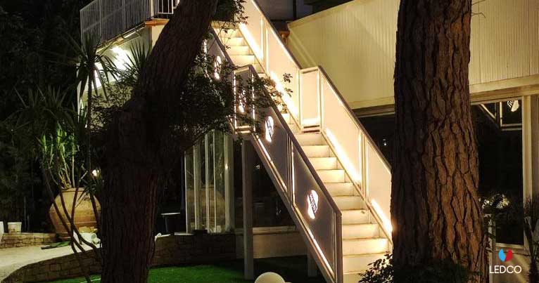 Hotel external staircase lighting with 220V LED strip